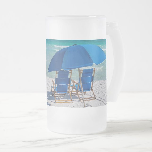 Taza De Cristal Esmerilado Sillas De Florida Destin Y Mugre De Paraguas (Anverso derecho)