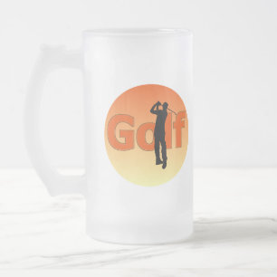 Taza De Cristal Esmerilado Silouhette de Golfer
