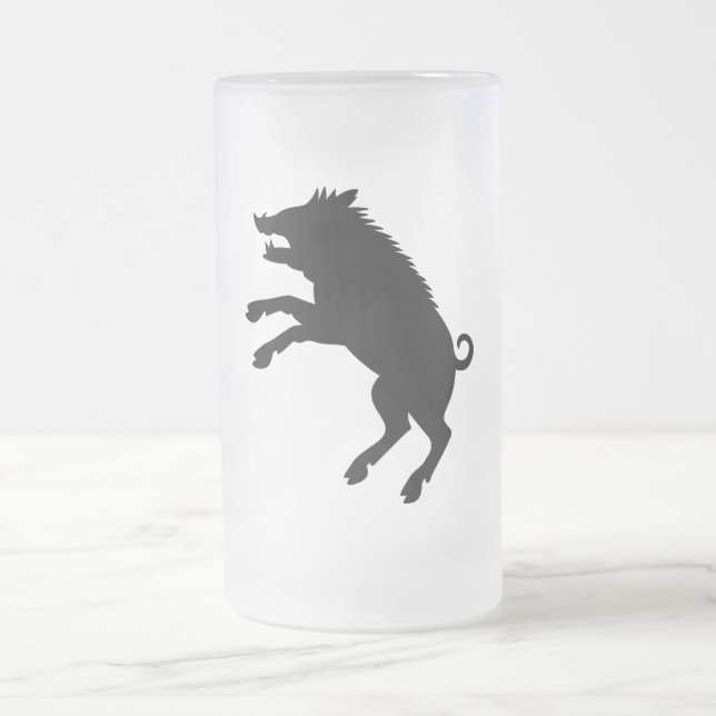 Taza De Cristal Esmerilado Silueta blanco y negro del jabalí (Centro)