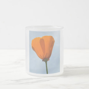 Taza De Cristal Esmerilado Silueta de Amapola de California