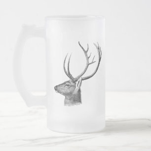 Taza De Cristal Esmerilado Silueta de cabeza de ciervo