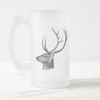 Taza De Cristal Esmerilado Silueta de cabeza de ciervo
