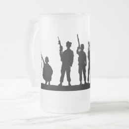 Taza De Cristal Esmerilado Silueta de soldados simples