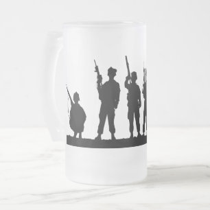 Taza De Cristal Esmerilado Silueta de soldados simples