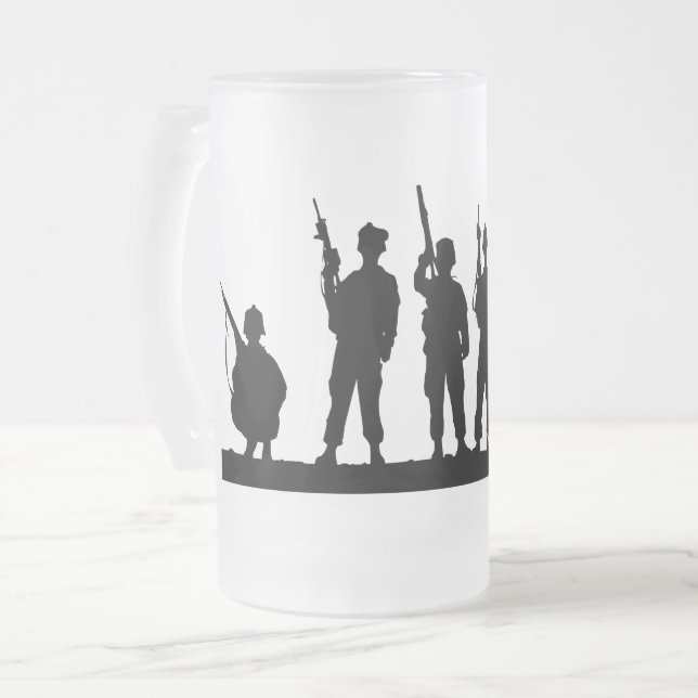 Taza De Cristal Esmerilado Silueta de soldados simples (Anverso izquierdo)
