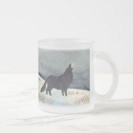 Taza De Cristal Esmerilado Silueta del lobo del invierno