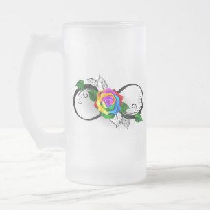 Taza De Cristal Esmerilado Símbolo infinito con Rosa arcoiris