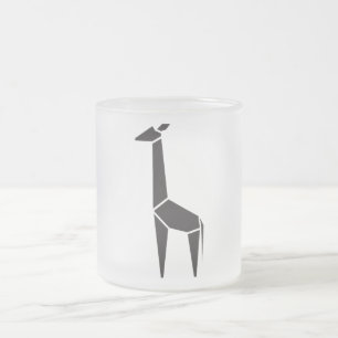 Taza De Cristal Esmerilado Símbolo negro moderno de la jirafa