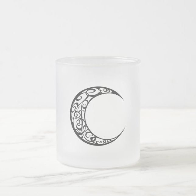 Taza De Cristal Esmerilado Símbolo tribal de luna personalizado (Centro)