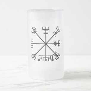 Taza De Cristal Esmerilado Símbolo vikingo Vegvisir