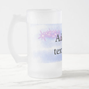 Taza De Cristal Esmerilado Simple azul rosa acuarela agregue su texto nombre