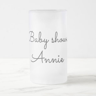 Taza De Cristal Esmerilado simple minimal agrega tu nombre texto baby shower