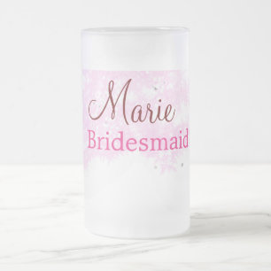 Taza De Cristal Esmerilado simple minimal agregar nombre monograma rosa dama