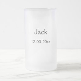 Taza De Cristal Esmerilado SIMPLE MINIMAL añada tu nombre personalizado groom