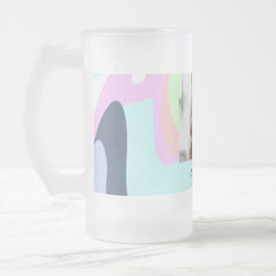 Taza De Cristal Esmerilado simple minimal añade tu nombre foto pintura pastel