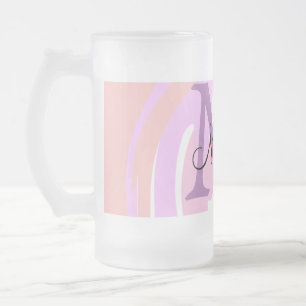 Taza De Cristal Esmerilado simple minimal añadir nombre monograma rosa rojo a