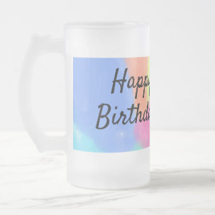 Taza De Cristal Esmerilado simple minimal caligrafía feliz cumpleaños persona