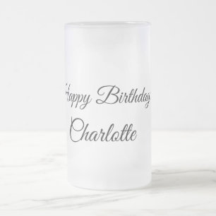 Taza De Cristal Esmerilado SIMPLE MINIMAL.CUTIE AGREGAR NOMBRE BEBÉ feliz cum