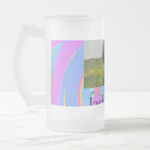 Taza De Cristal Esmerilado Simple minimal rosa azul acuarela agregar nombre f