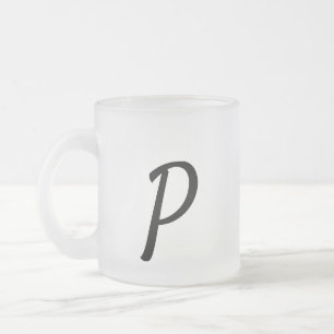 Taza De Cristal Esmerilado simple mínimo añadir el texto monograma foto cof