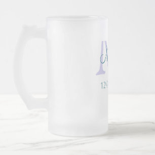 Taza De Cristal Esmerilado simple mínimo añadir nombre monograma púrpura fech