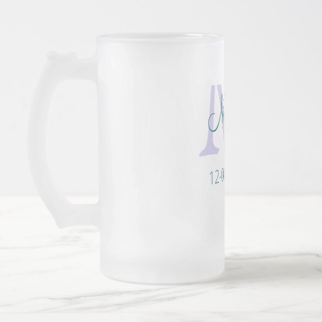 Taza De Cristal Esmerilado simple mínimo añadir nombre monograma púrpura fech (Izquierda)