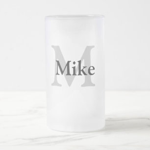 Taza De Cristal Esmerilado simple mínimo añadir su nombre MONOGRAM GROOMSME