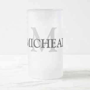 Taza De Cristal Esmerilado simple mínimo añadir su nombre MONOGRAM GROOMSME
