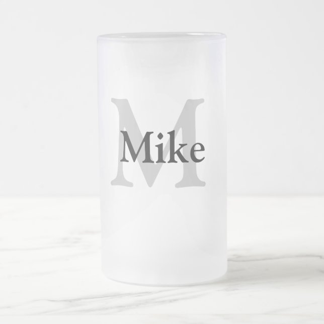 Taza De Cristal Esmerilado simple mínimo añadir su nombre MONOGRAM GROOMSMEN  (Centro)