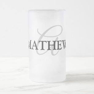 Taza De Cristal Esmerilado simple mínimo añadir su nombre MONOGRAM GROOMSMEN
