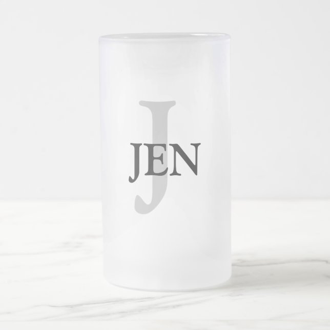 Taza De Cristal Esmerilado simple mínimo añadir su nombre MONOGRAM GROOMSMEN (Centro)