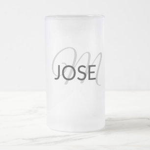 Taza De Cristal Esmerilado simple mínimo añadir su nombre MONOGRAM GROOMSMEN