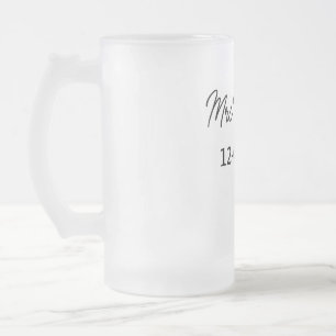 Taza De Cristal Esmerilado simple mínimo monograma sra. nombre fecha año.