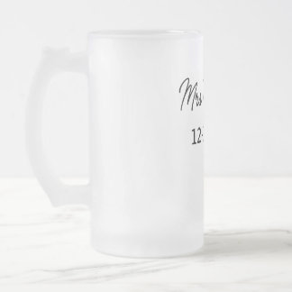 Taza De Cristal Esmerilado simple mínimo monograma sra. nombre fecha año.