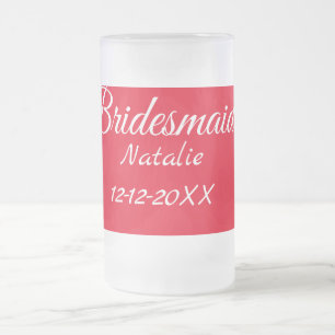Taza De Cristal Esmerilado Simple texto minimalista rosa para dama de honor a
