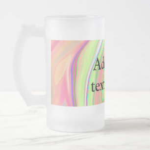 Taza De Cristal Esmerilado Simple verde naranja acuarela agregue su texto nom