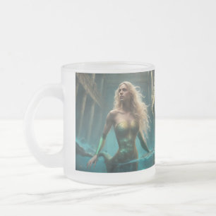 Taza De Cristal Esmerilado Sirena