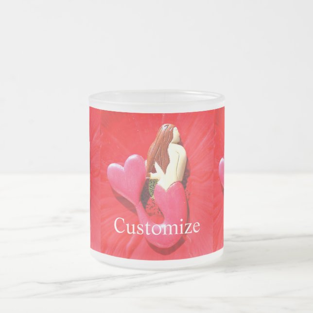 Taza De Cristal Esmerilado sirena de cola roja (Centro)
