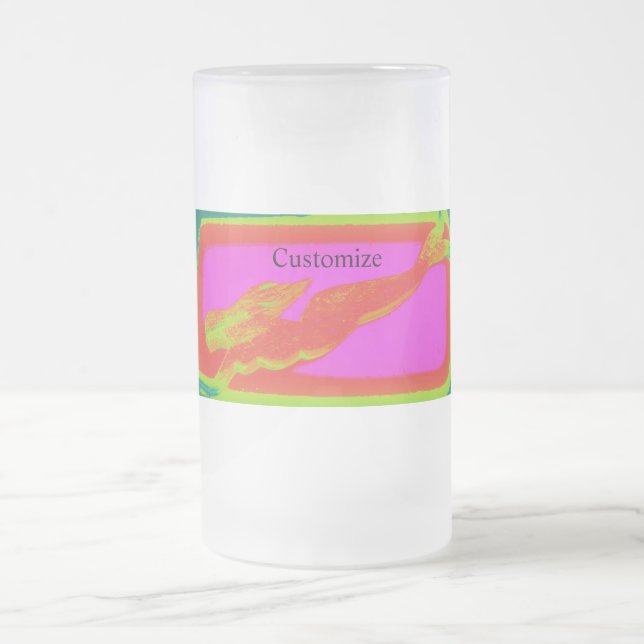 Taza De Cristal Esmerilado sirena roja de natación (Centro)