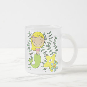 Taza De Cristal Esmerilado Sirena rubia