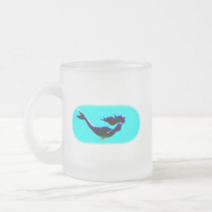 Taza De Cristal Esmerilado sirena submarina