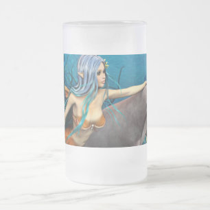 Taza De Cristal Esmerilado Sirena y delfín