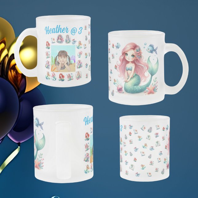 Taza De Cristal Esmerilado Sirenas Escarcha de Cristal Escarcha Niños De Cump (Subido por el creador)