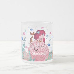 Taza De Cristal Esmerilado 🧜 ‍ ♀️ Sirenita Bajo El Nombre De La Pers