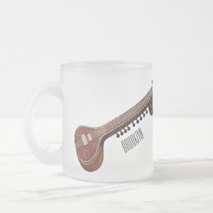 Taza De Cristal Esmerilado Sitar personalizado ilustracion