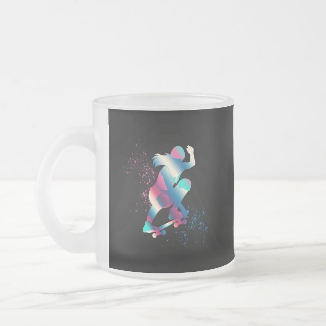 Taza De Cristal Esmerilado Skateboarder femenino (Izquierda)