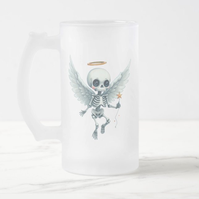 Taza De Cristal Esmerilado Skeleton Angel – The Sweet Side of the Afterlife.  (Izquierda)