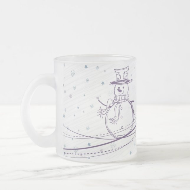 Taza De Cristal Esmerilado Sketchy Snowman Winter Mug (Izquierda)