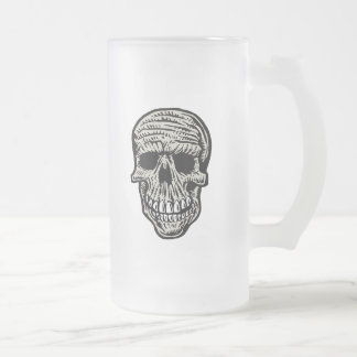 Taza De Cristal Esmerilado Skull - Gráfica de la cabeza graciosa del esquelet