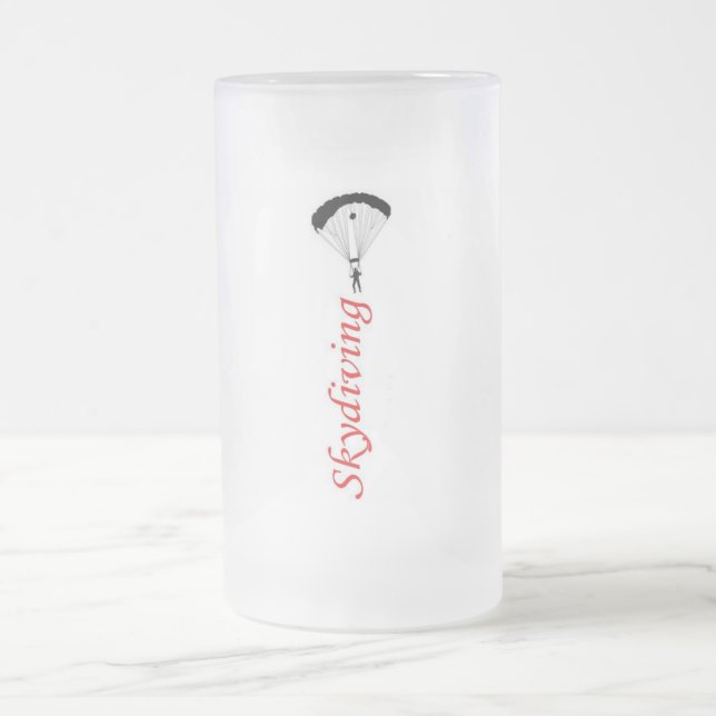 Taza De Cristal Esmerilado Skydiving Stein (Centro)